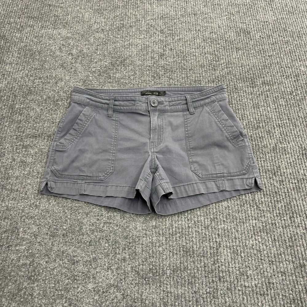 prAna Shorts Womens 6 Gray Organic Cotton Stretch Cargo Hiking Outdoor Gorpcore